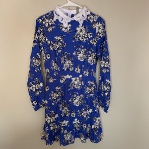 ASOS blue flower dress with lace collar
